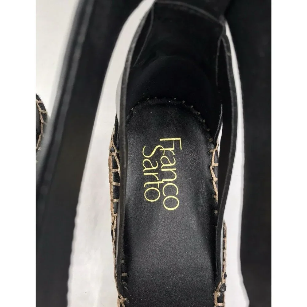Franco‎ Sarto Sandals Womens Size 10 M Black Wedge Espadrilles